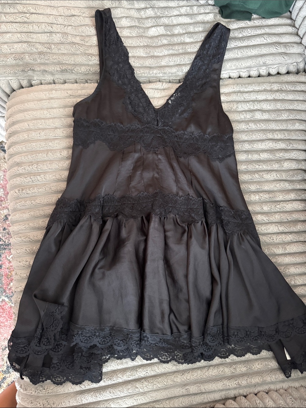 Free People Black Lace Trim Slip Dress